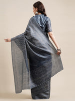 Thumbnail for Saree Mall Grey & White Floral Art Silk Sarees - Distacart