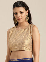 Thumbnail for Kalini Navy Blue & Gold-Toned Zari Saree - Distacart