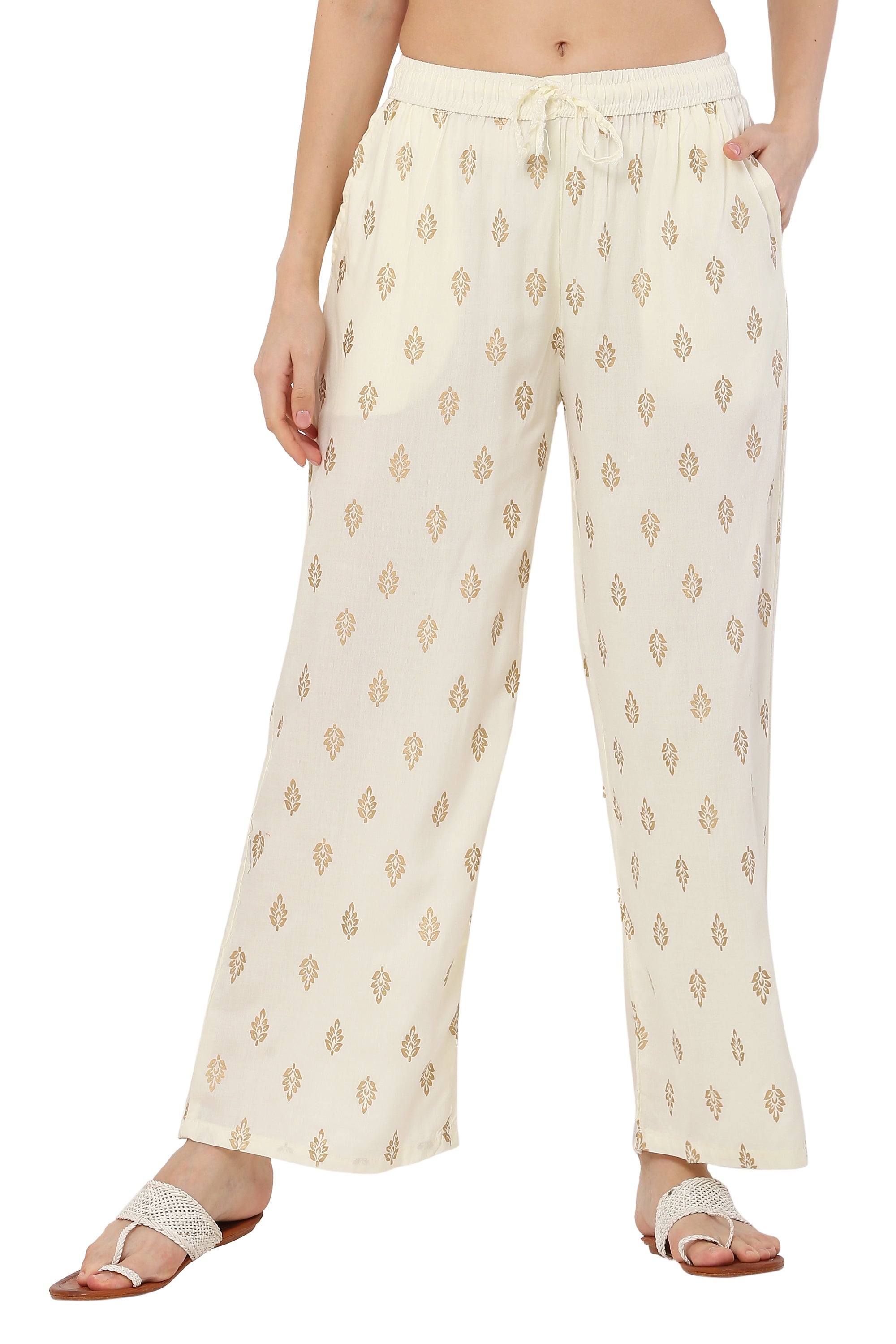 Buy Ladies Juniper Regular Fit Off White Printed Palazzo Pant Online - Lulu  Hypermarket India