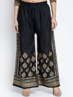 Thumbnail for PAVONINE Black Color Block Side Printed Rayon Fabric Sharara For Women - Distacart