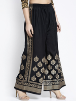Thumbnail for PAVONINE Black Color Block Side Printed Rayon Fabric Sharara For Women - Distacart