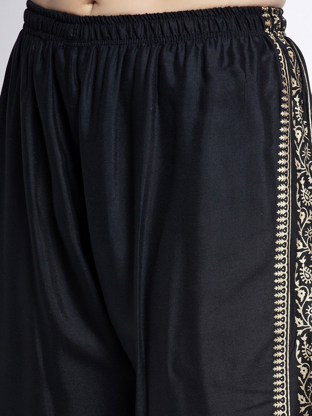 PAVONINE Black Color Block Side Printed Rayon Fabric Sharara For Women - Distacart