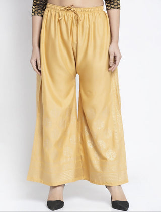 PAVONINE Beige Color Block Side Printed Rayon Fabric Sharara For Women - Distacart