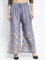 Thumbnail for PAVONINE Grey Color Block Side Printed Rayon Fabric Sharara For Women - Distacart