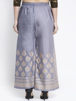 Thumbnail for PAVONINE Grey Color Block Side Printed Rayon Fabric Sharara For Women - Distacart