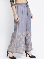 Thumbnail for PAVONINE Grey Color Block Side Printed Rayon Fabric Sharara For Women - Distacart