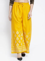 Thumbnail for PAVONINE Mustard Color Block Side Printed Rayon Fabric Sharara For Women - Distacart