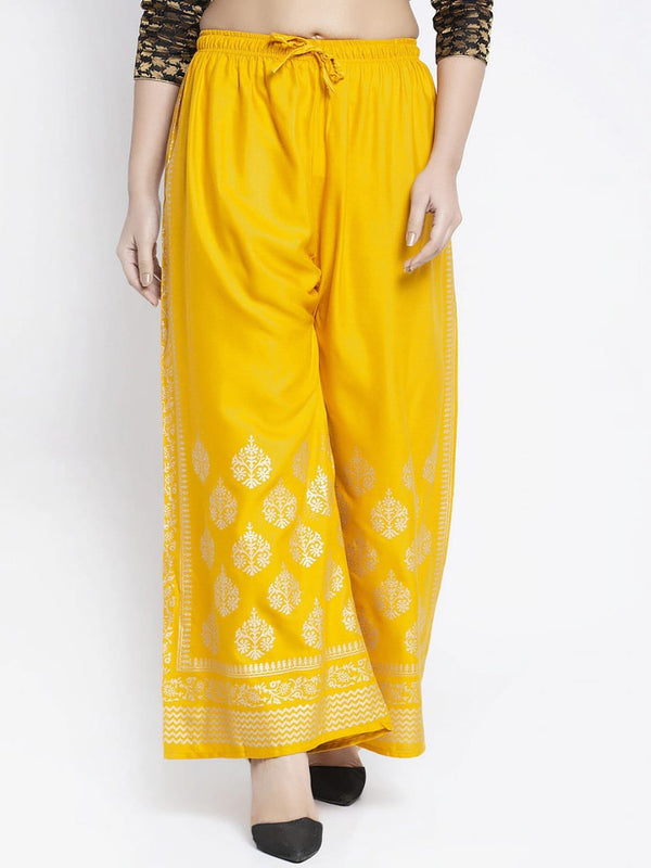 PAVONINE Mustard Color Block Side Printed Rayon Fabric Sharara For Women - Distacart
