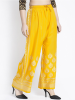 Thumbnail for PAVONINE Mustard Color Block Side Printed Rayon Fabric Sharara For Women - Distacart