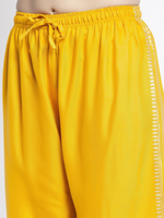 Thumbnail for PAVONINE Mustard Color Block Side Printed Rayon Fabric Sharara For Women - Distacart