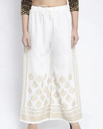 Thumbnail for PAVONINE Off-White Color Block Side Printed Rayon Fabric Sharara For Women - Distacart