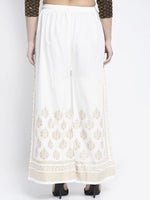 Thumbnail for PAVONINE Off-White Color Block Side Printed Rayon Fabric Sharara For Women - Distacart