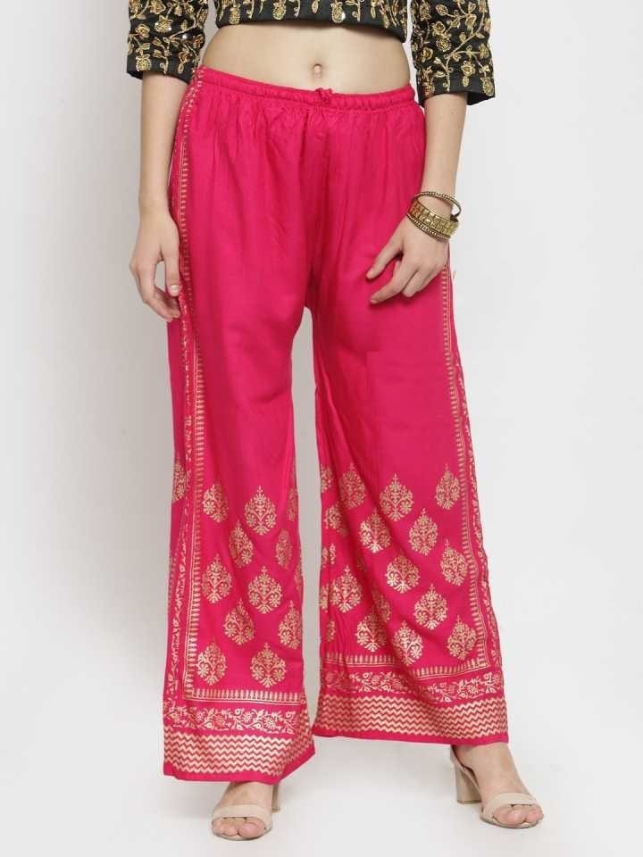 PAVONINE Rani Color Block Side Printed Rayon Fabric Sharara For Women - Distacart