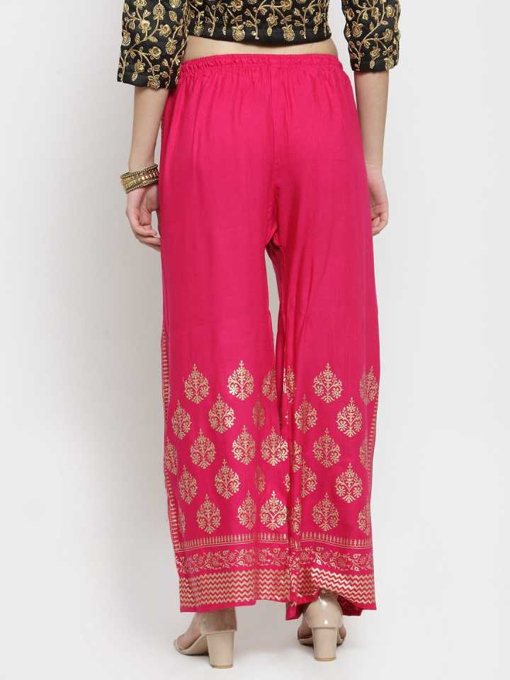 PAVONINE Rani Color Block Side Printed Rayon Fabric Sharara For Women - Distacart
