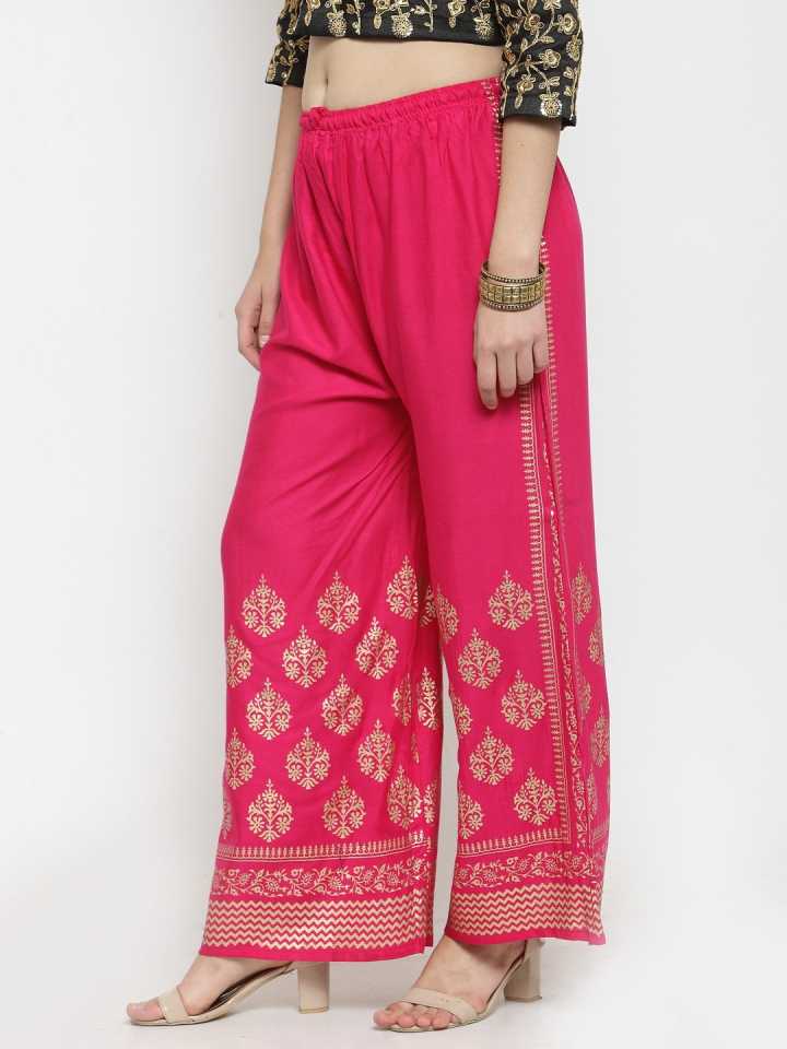 PAVONINE Rani Color Block Side Printed Rayon Fabric Sharara For Women - Distacart