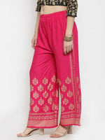 Thumbnail for PAVONINE Rani Color Block Side Printed Rayon Fabric Sharara For Women - Distacart