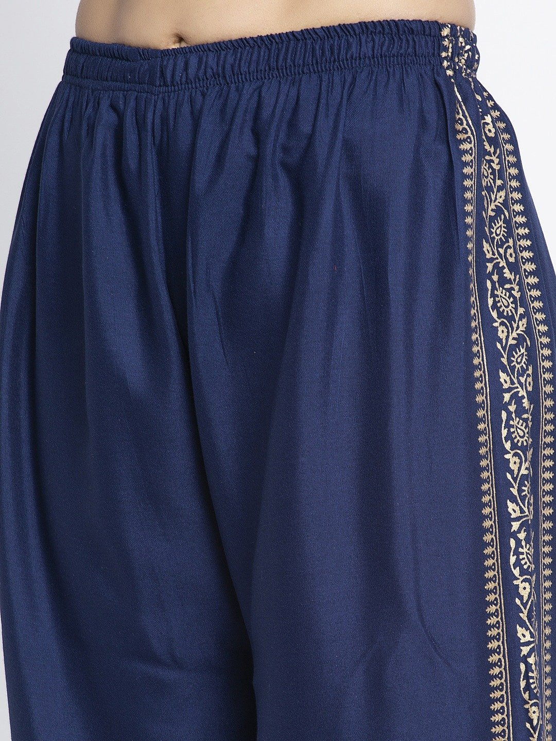 PAVONINE Royal Blue Color Block Side Printed Rayon Fabric Sharara For Women - Distacart
