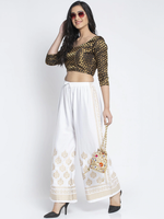 Thumbnail for PAVONINE White Color Block Side Printed Rayon Fabric Sharara For Women - Distacart