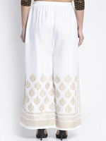 Thumbnail for PAVONINE White Color Block Side Printed Rayon Fabric Sharara For Women - Distacart