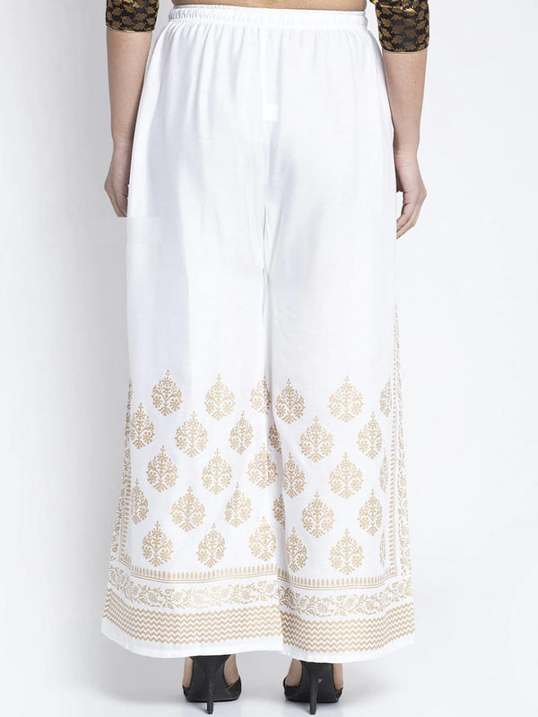 PAVONINE White Color Block Side Printed Rayon Fabric Sharara For Women - Distacart