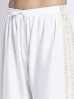 Thumbnail for PAVONINE White Color Block Side Printed Rayon Fabric Sharara For Women - Distacart