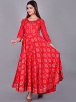 Thumbnail for Kalini Women Red Printed Anarkali Kurta - Distacart