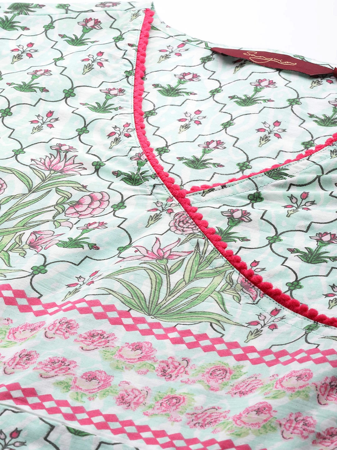 Sangria Pure Cotton Ethnic Motifs Printed Angrakha Kurta - Distacart