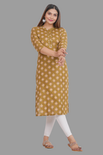 Thumbnail for House of RP Women's Brown Cotton Floral Print Straight Kurta - Distacart
