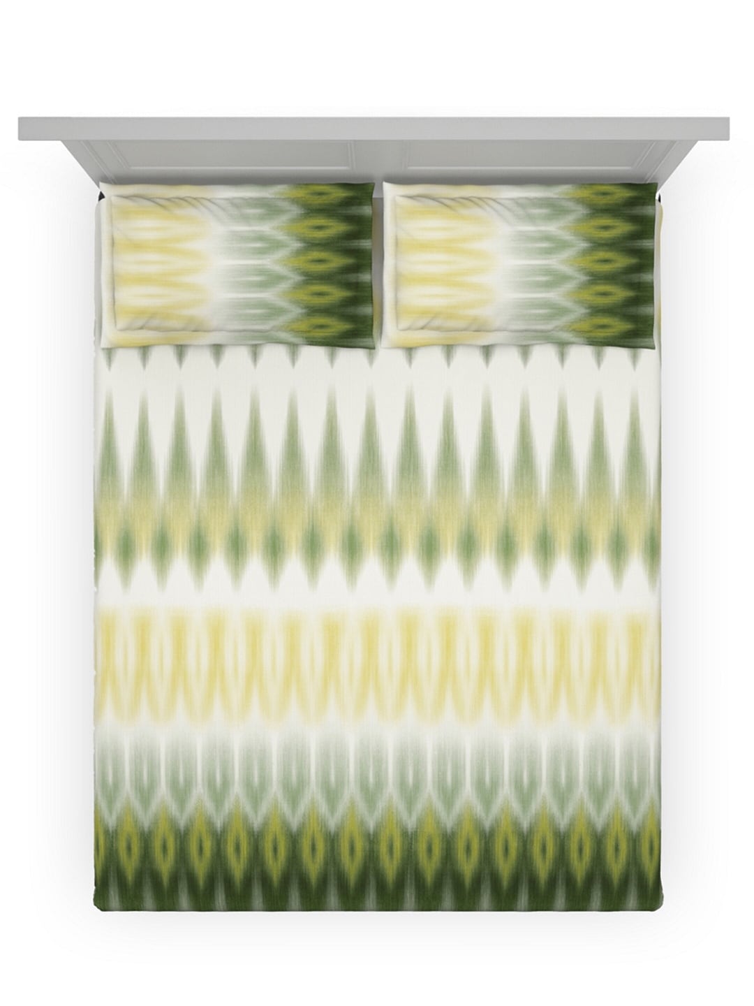 DDecor Green & White Ethnic Motifs 140 TC Cotton Queen Bedsheet with 2 Pillow Covers - Distacart