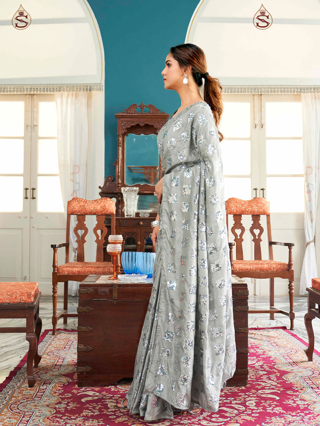 Tikhi Imli Embellished Sequinned Heavy Work Saree - Distacart