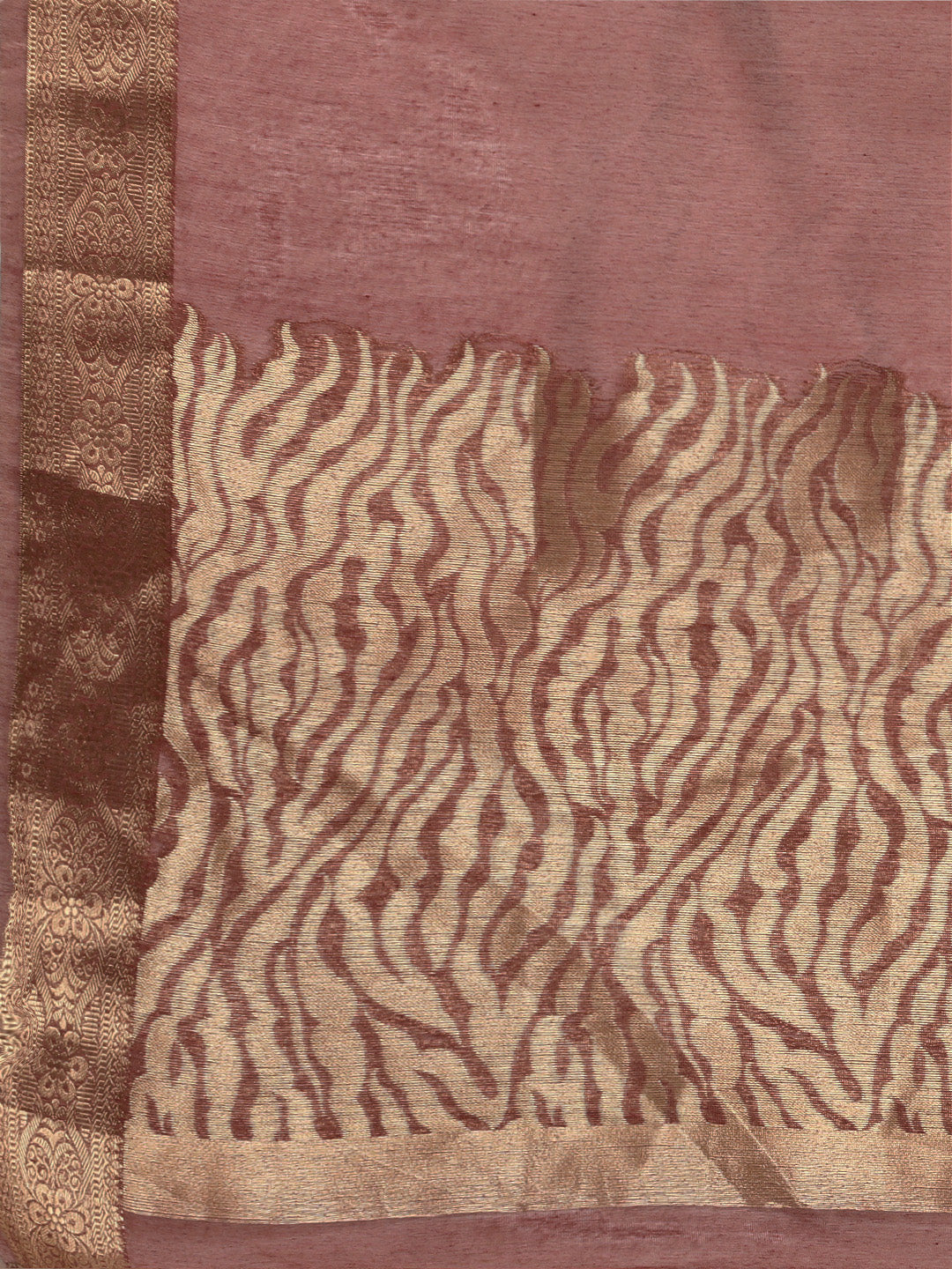 Saree Mall Mauve & Gold Solid Linen Blend Taant Saree - Distacart