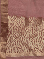 Thumbnail for Saree Mall Mauve & Gold Solid Linen Blend Taant Saree - Distacart