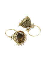 Thumbnail for NVR Women Gold Toned Contemporary Jhumkas Earrings - Distacart