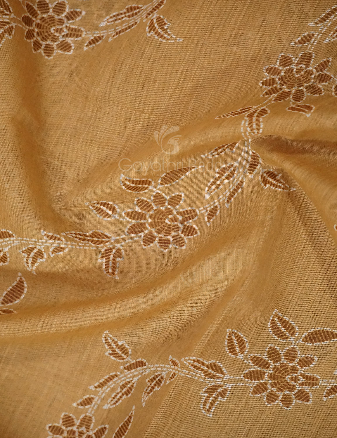 Shades of Light Mustard Colour Floral Print Semi Chanderi Saree By Gayathri Reddy Designer Studio - Distacart