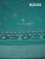 Thumbnail for Rama Green Coloured Block Print Semi Chanderi Saree By Gayathri Reddy Designer Studio - Distacart