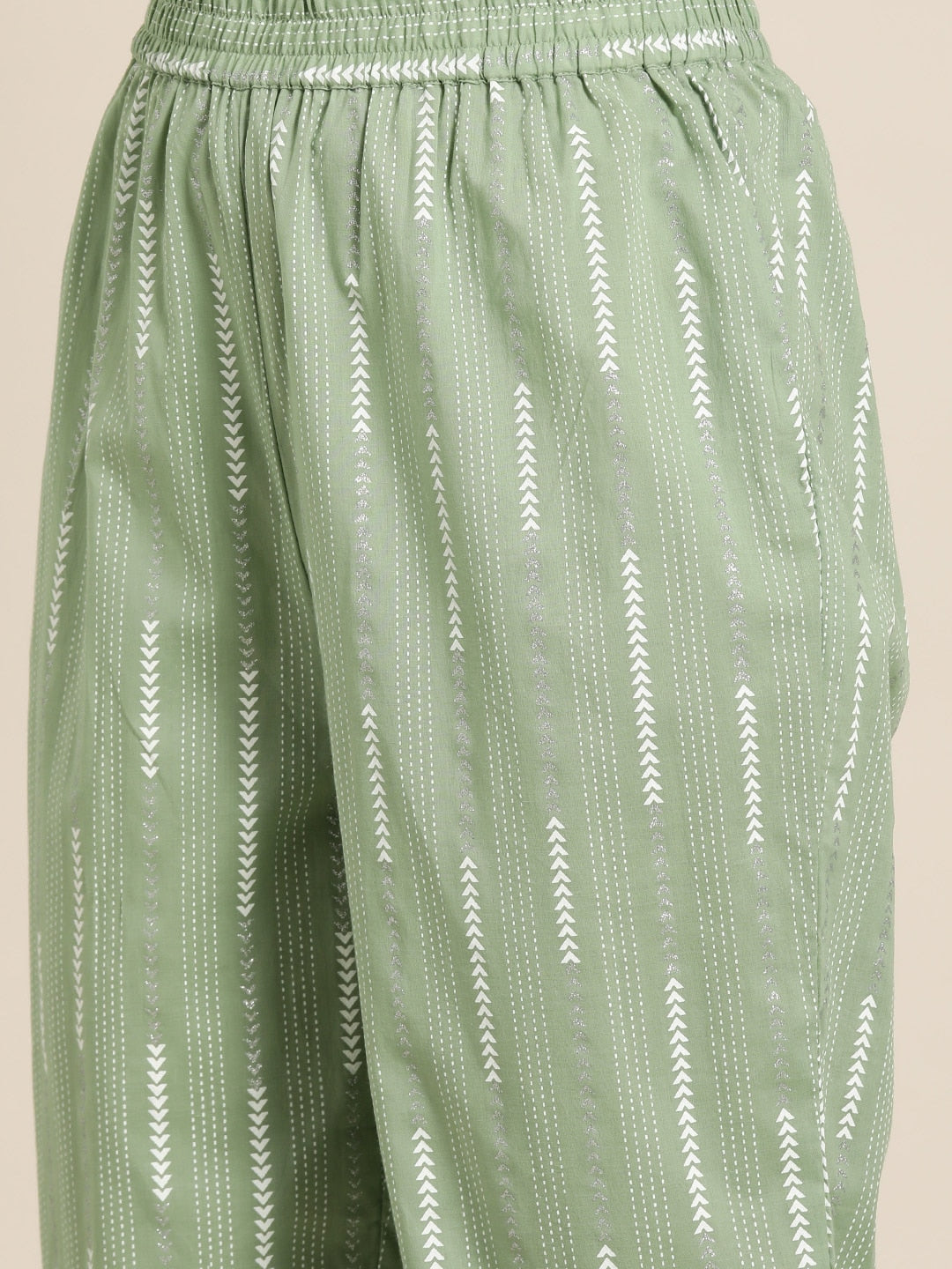 HERE&NOW Women Printed Regular Pure Cotton Kurta with Palazzos & Dupatta - Distacart