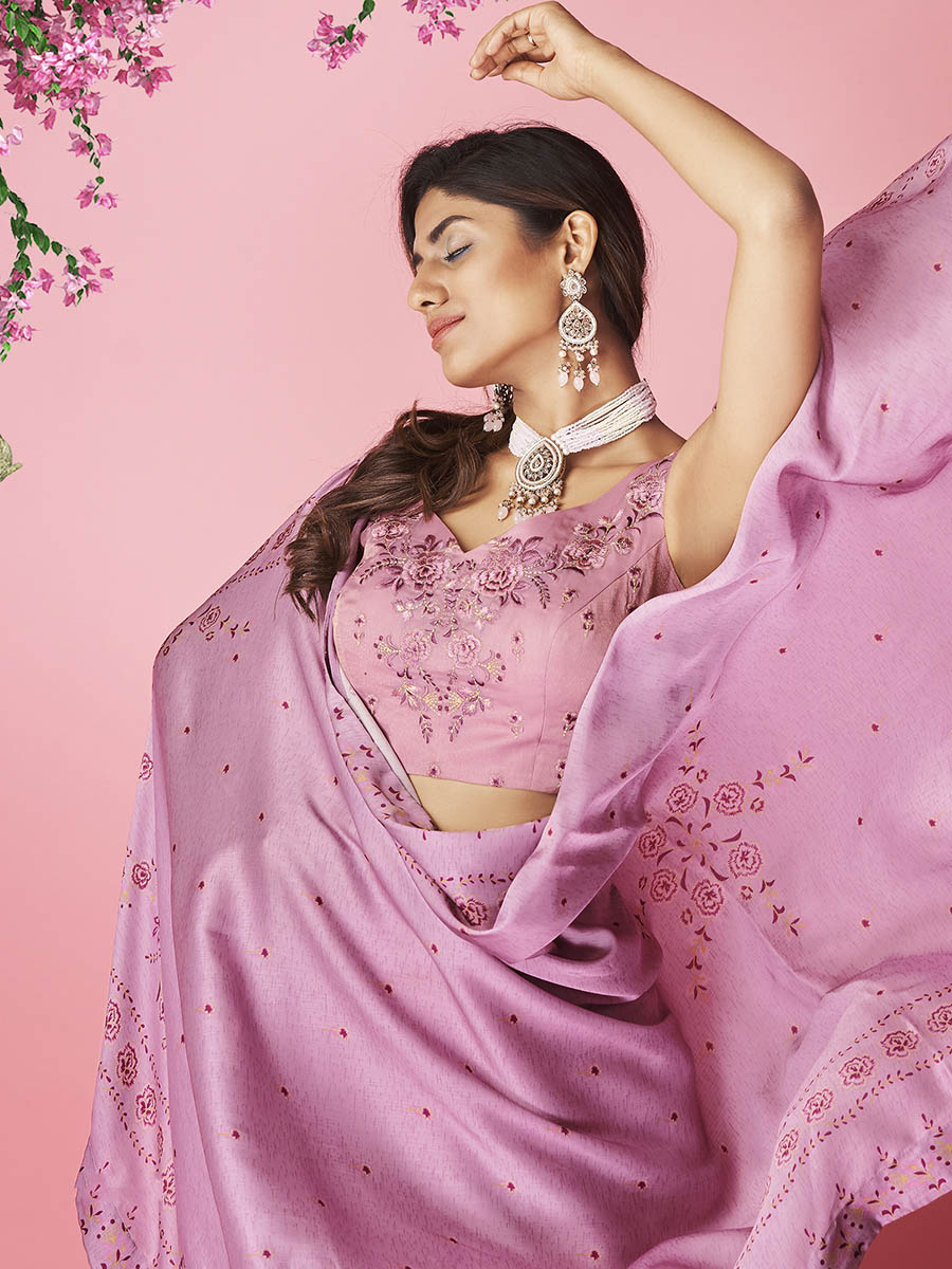 Myra Lilac Art Silk Designer Lehenga - Distacart