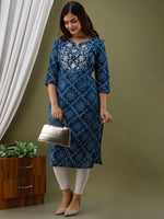 Thumbnail for Kalini Bandhani Printed Thread Work Pure Cotton Kurta - Distacart