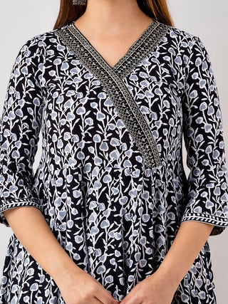 Kalini Floral Printed Angrakha Anarkali Kurta With Trousers & Dupatta - Distacart