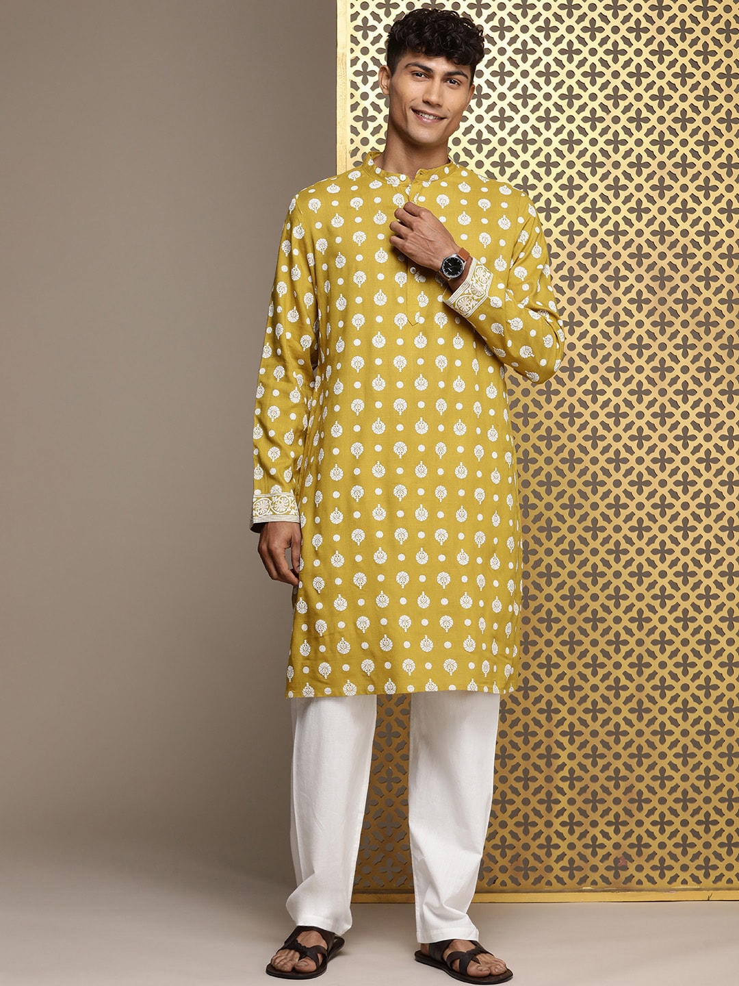 House of Pataudi Jashn Ethnic Motifs Printed Kurta - Distacart
