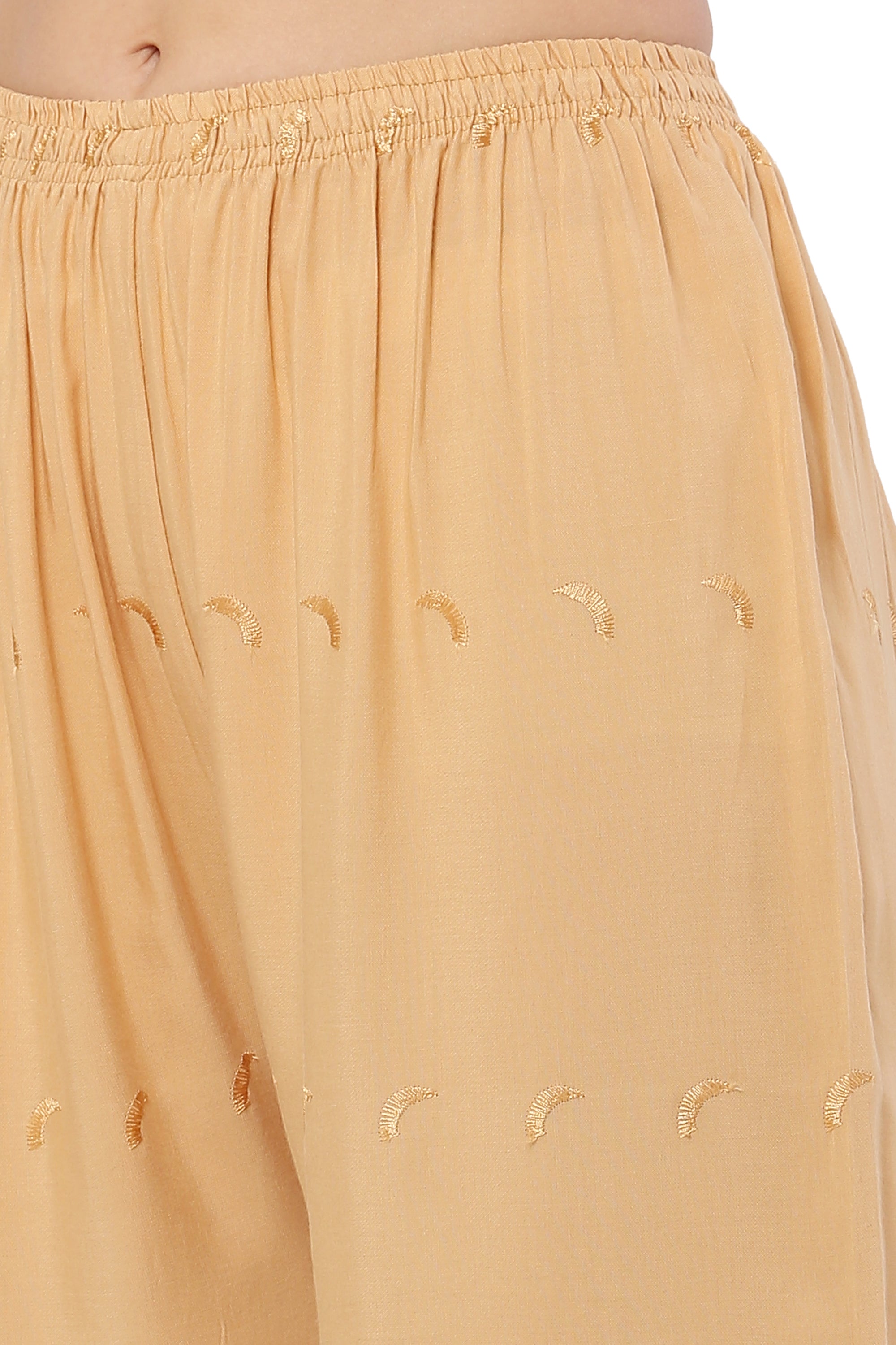 PAVONINE Beige Color Half Schiffli Chikankari Rayon Fabric Sharara For Women - Distacart