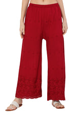 Thumbnail for PAVONINE Maroon Color Half Schiffli Chikankari Rayon Fabric Sharara For Women - Distacart