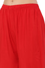 Thumbnail for PAVONINE Red Color Half Schiffli Chikankari Rayon Fabric Sharara For Women - Distacart