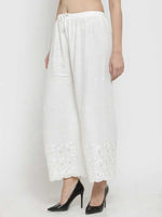 Thumbnail for PAVONINE Off-White Color Half Schiffli Chikankari Rayon Fabric Sharara For Women - Distacart