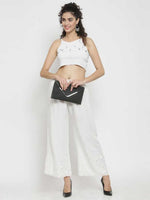 Thumbnail for PAVONINE Off-White Color Half Schiffli Chikankari Rayon Fabric Sharara For Women - Distacart