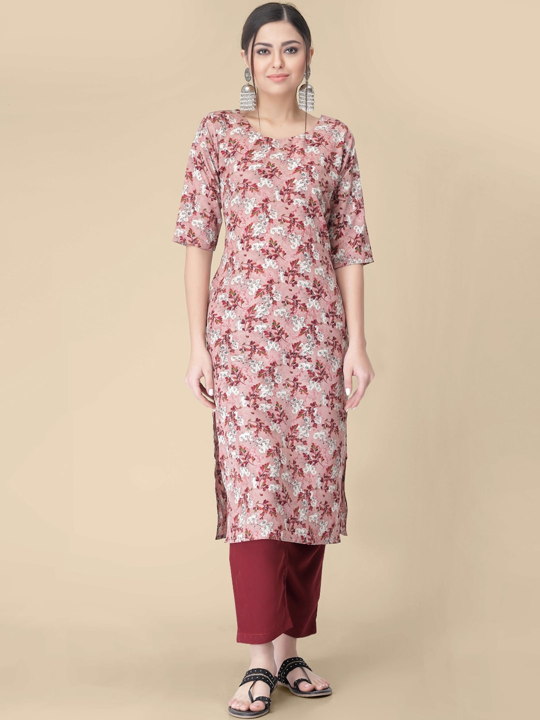 Kalini Floral Printed Regular Kurta with Trousers - Distacart