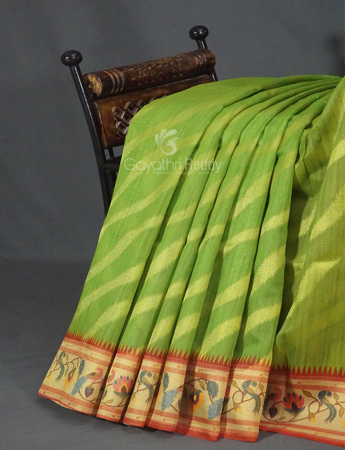 Parrot Green Colour Leheriya Design Regular Wear Saree By Gayathri Reddy Designer Studio - Distacart