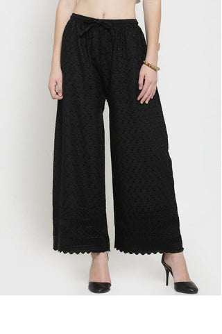 PAVONINE Black Color Full Chikankari Rayon Fabric Sharara For Women - Distacart