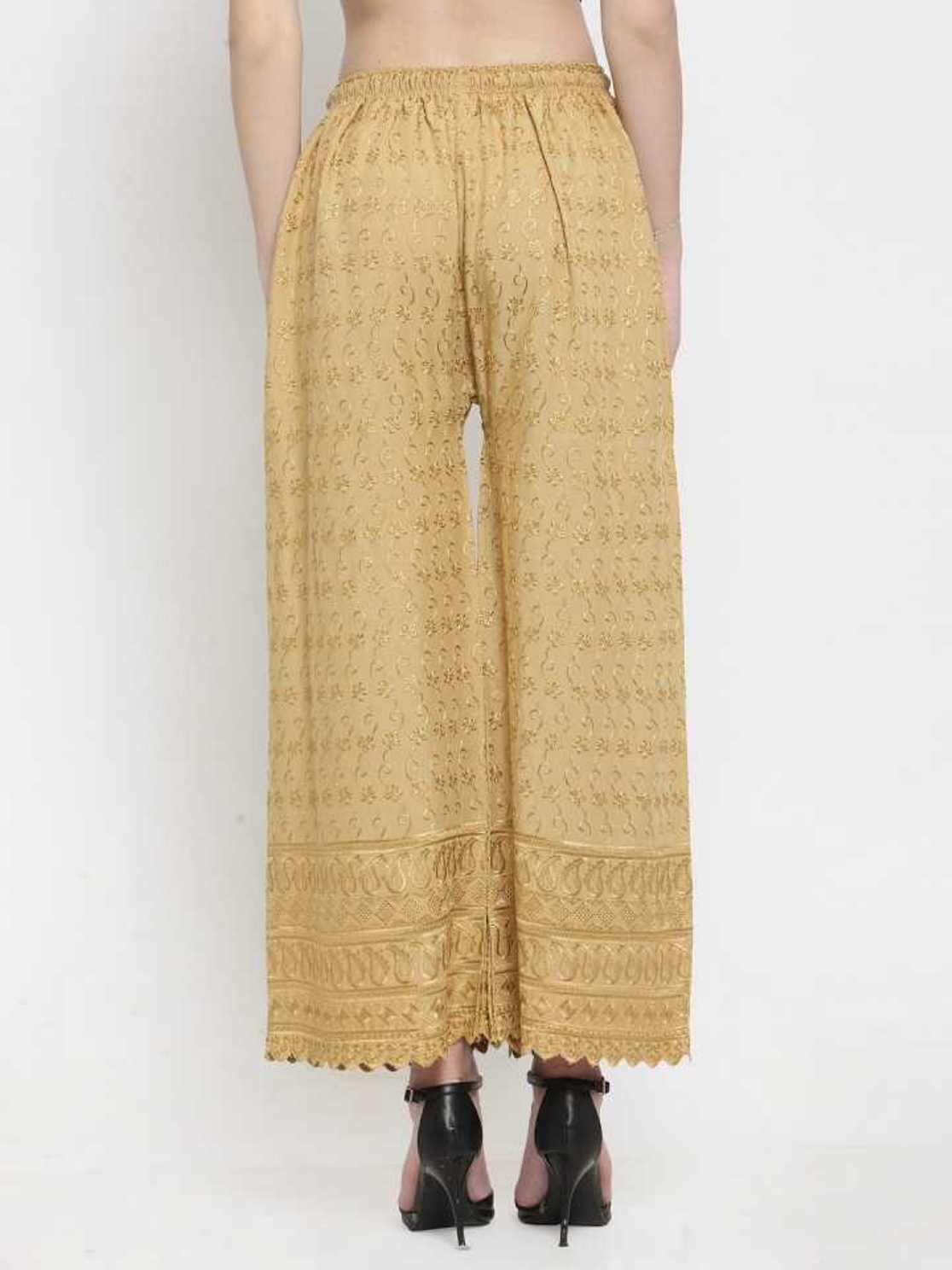 PAVONINE Beige Color Full Chikankari Rayon Fabric Sharara For Women - Distacart