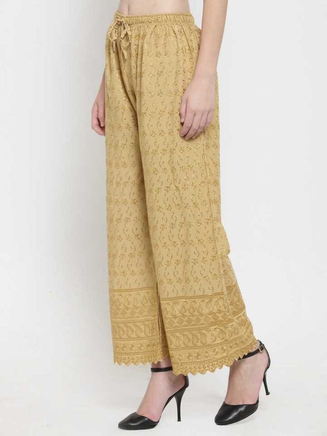 PAVONINE Beige Color Full Chikankari Rayon Fabric Sharara For Women - Distacart